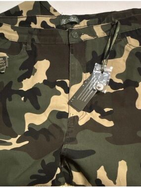 Camo Print Straight Leg Pants - Green & Tan